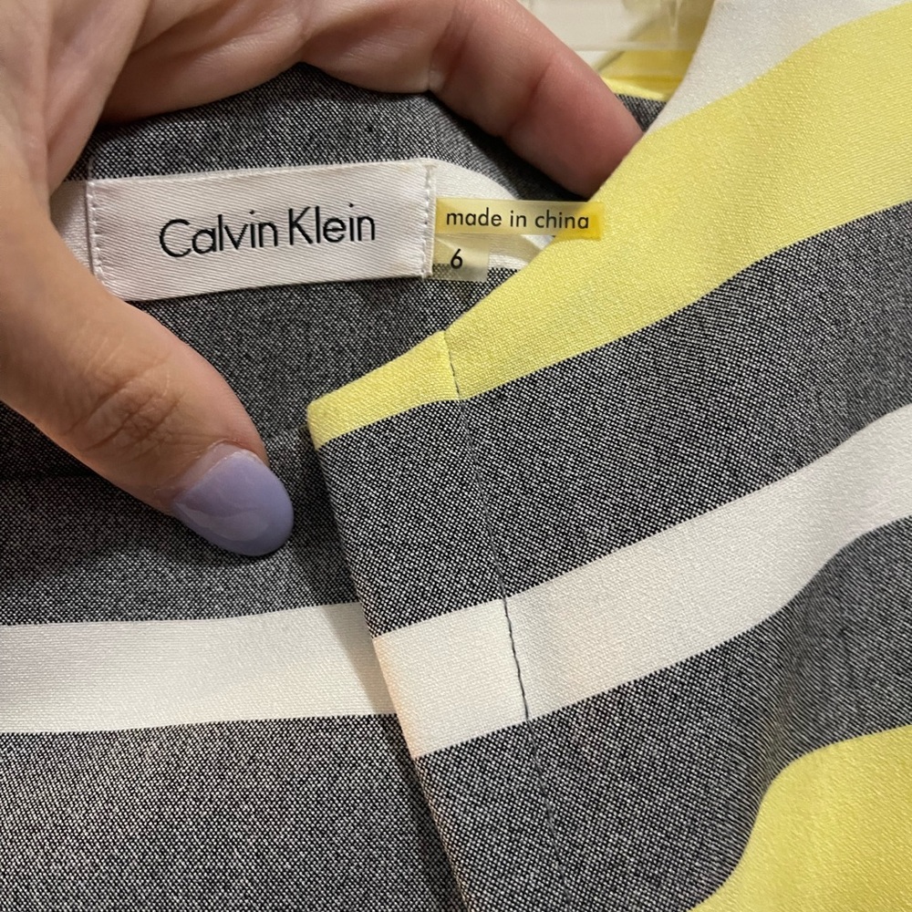 Calvin Klein Yellow and Gray Striped Dress - Picture 2 of 2